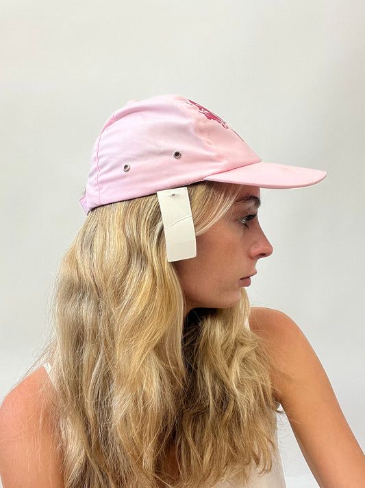 BRAT GIRL SUMMER DROP | pink just cavalli cap with ‘just cavalli’ spell out