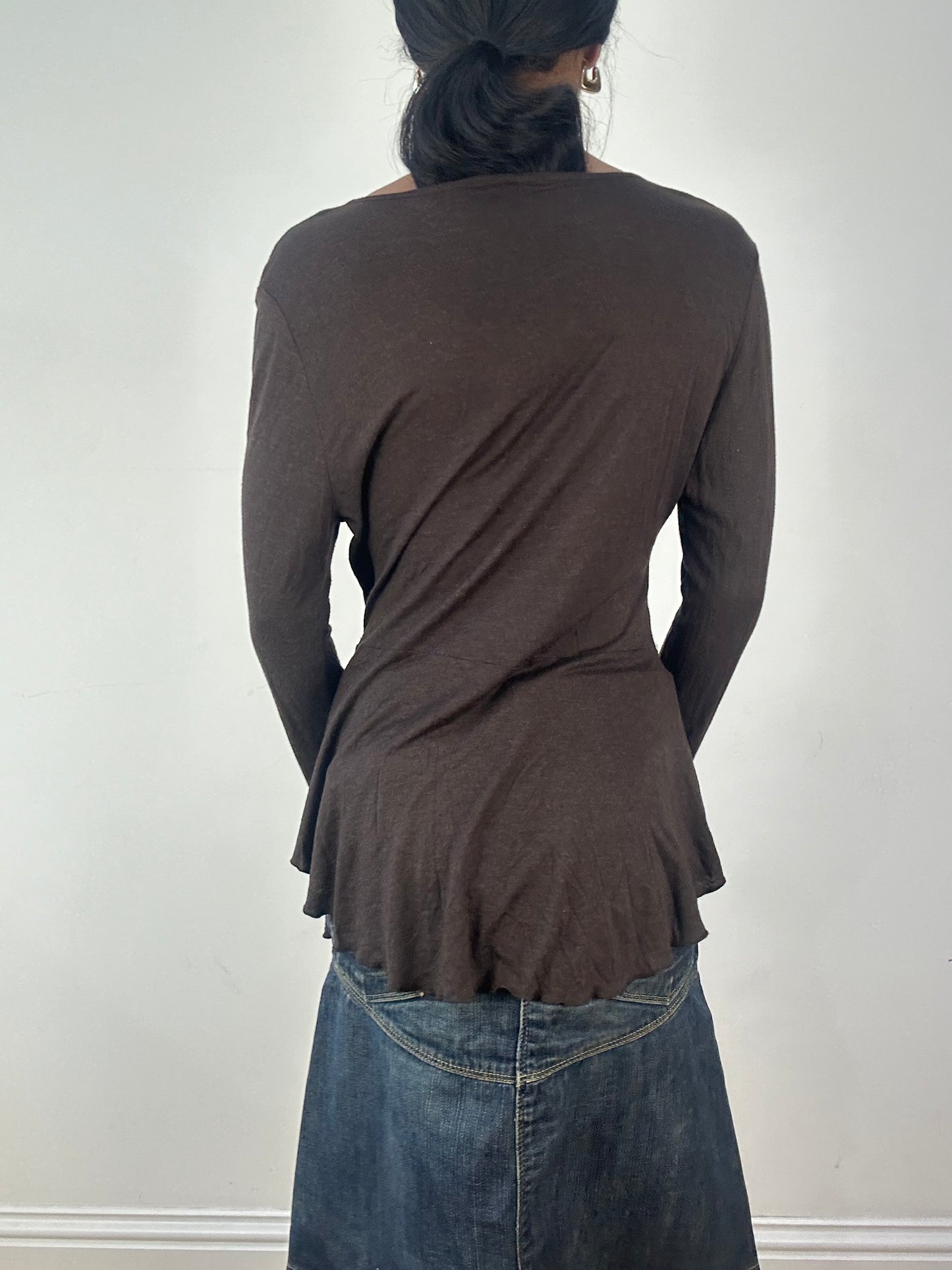 vintage edit eighteen | small brown sequin long sleeve top
