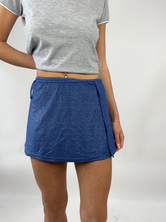 💻EUROS DROP | medium blue wrap skirt with glitter