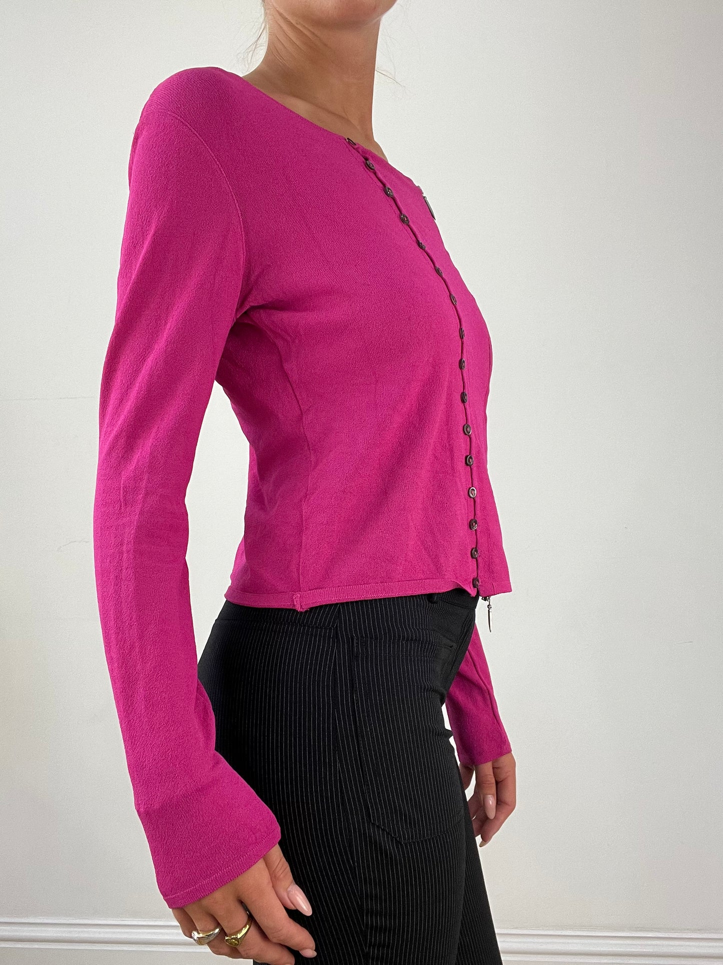 OFFICE GIRLIE | medium pink zip up cardigan