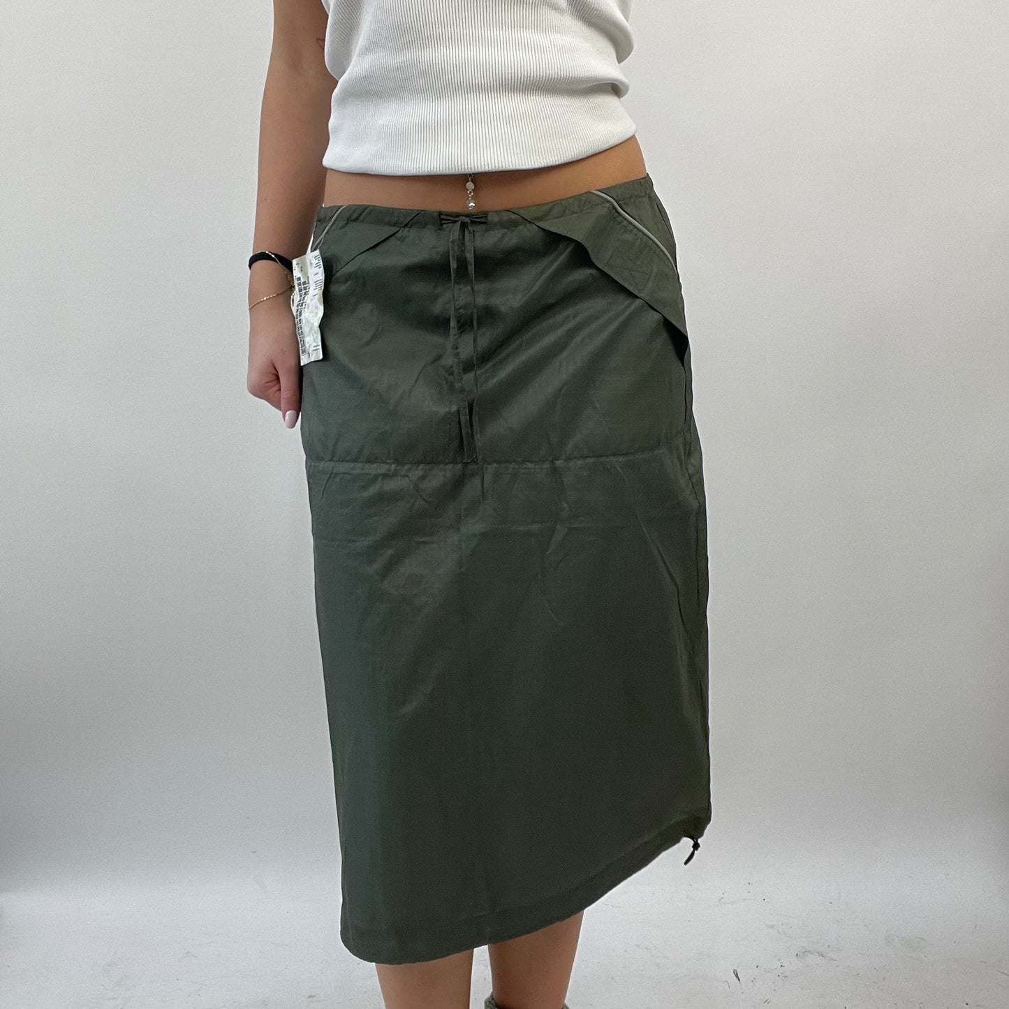 FUTURECORE DROP | small khaki cargo style midi skirt