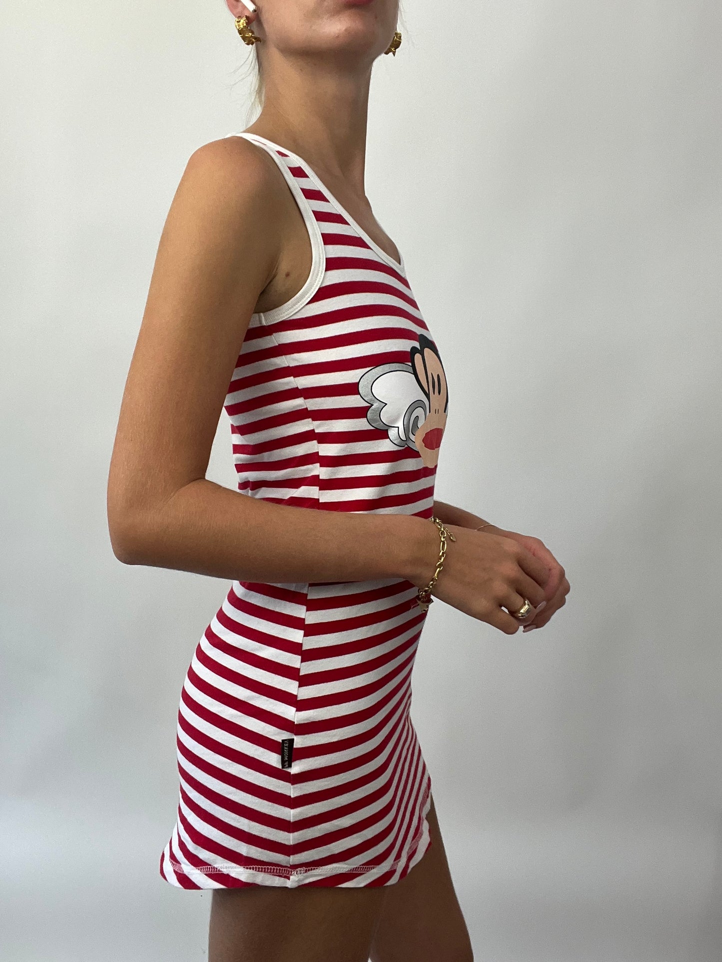 BRAT GIRL SUMMER DROP | large red striped paul frank dress / longline tank top