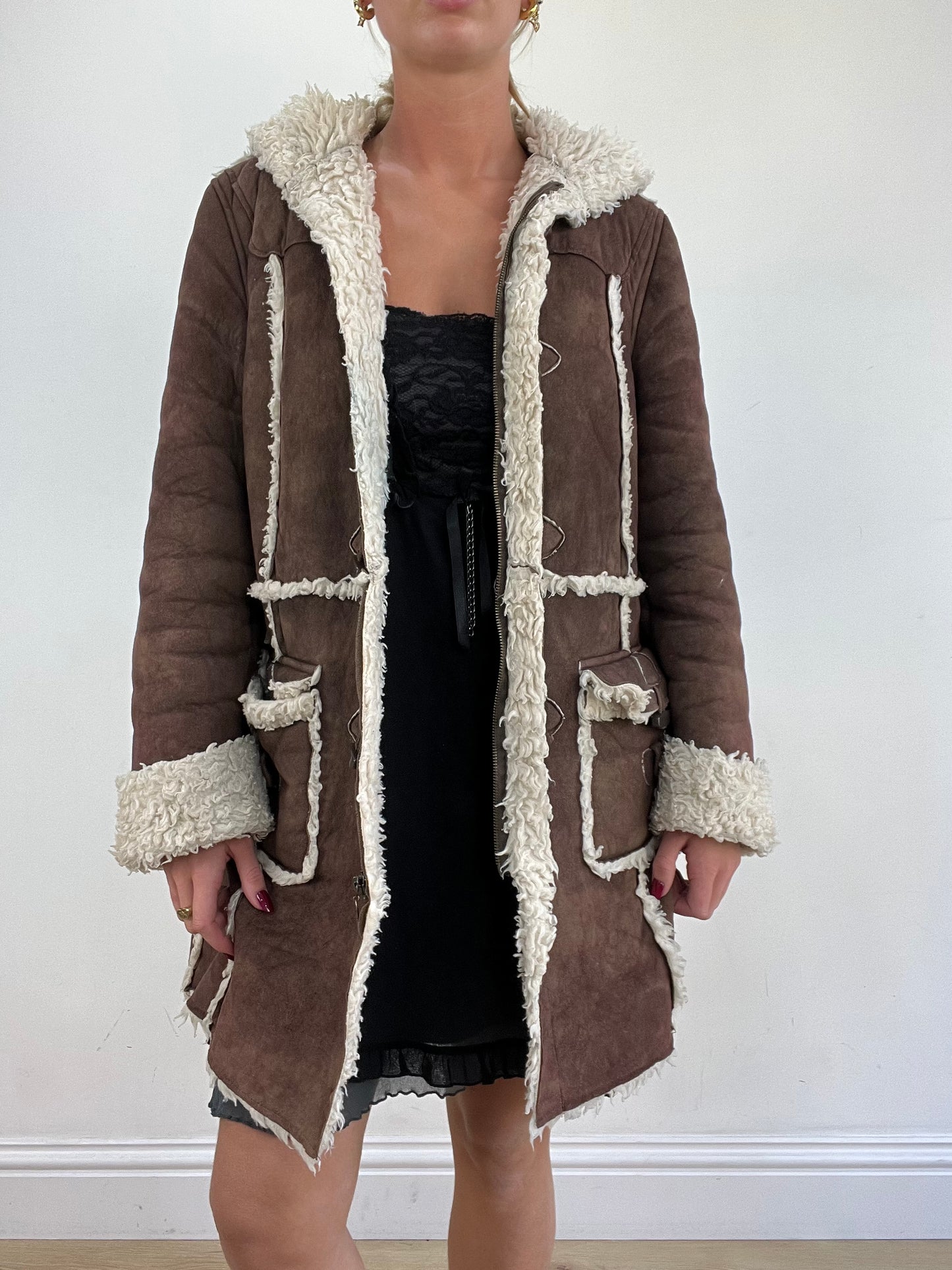 vintage edit thirteen | medium brown faux suede afghan style coat