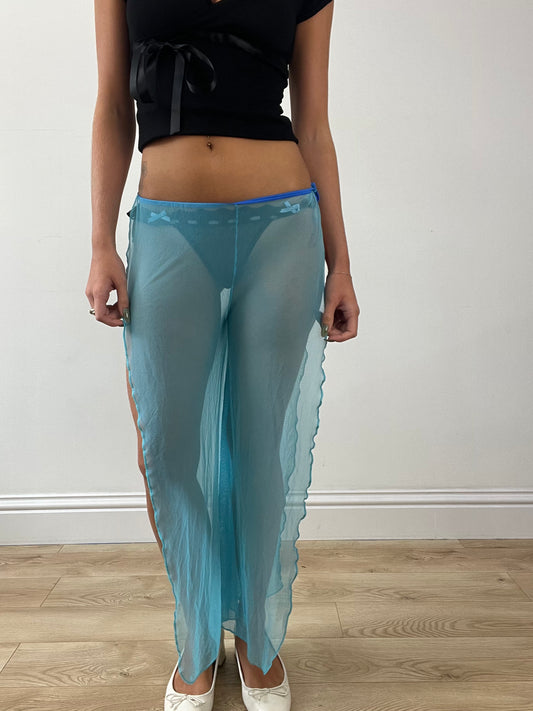 GIRLBAND DROP | small sheer blue flowy trousers