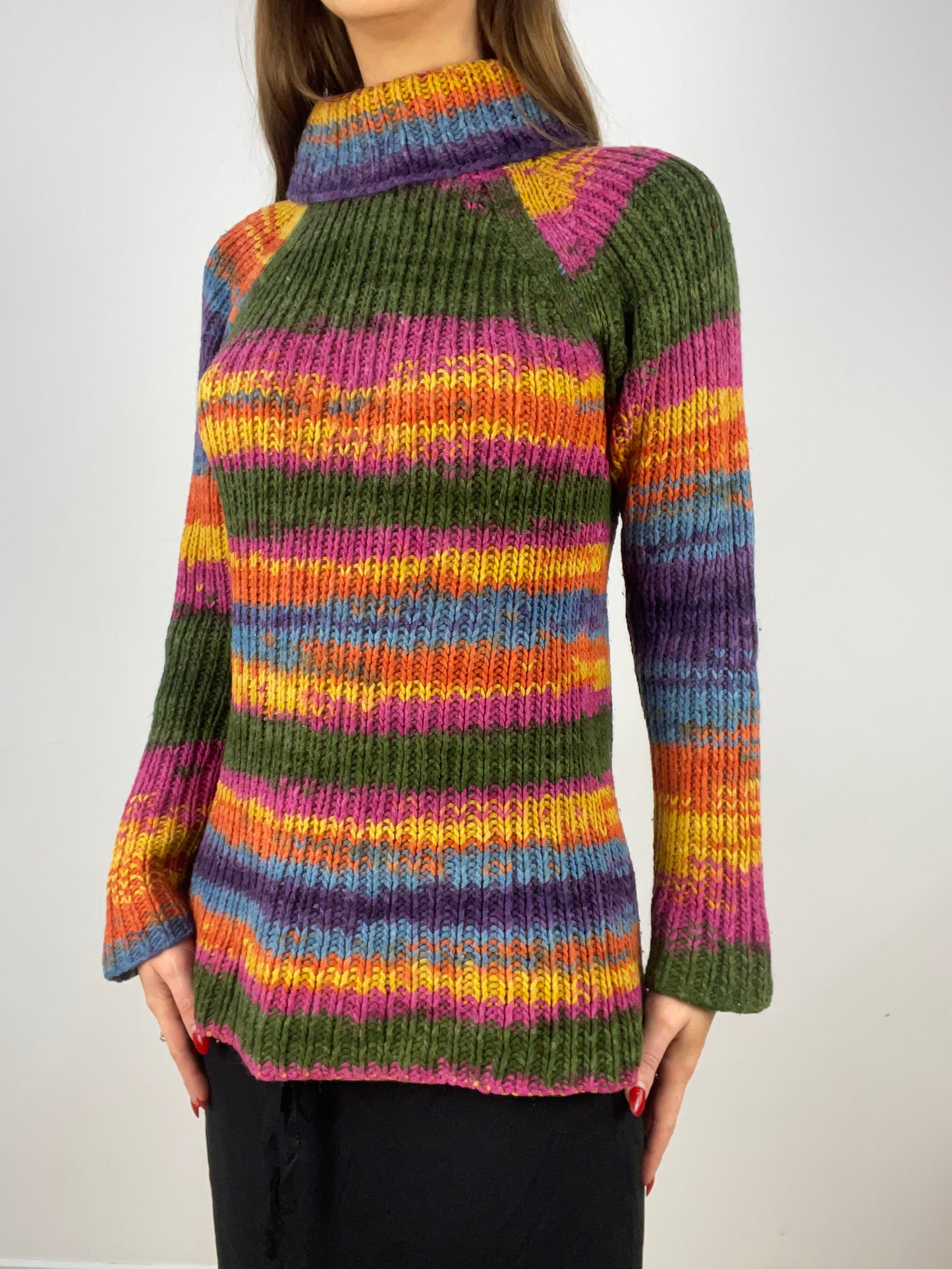 BEST PICKS | extra small striped multicolour roll neck jumper