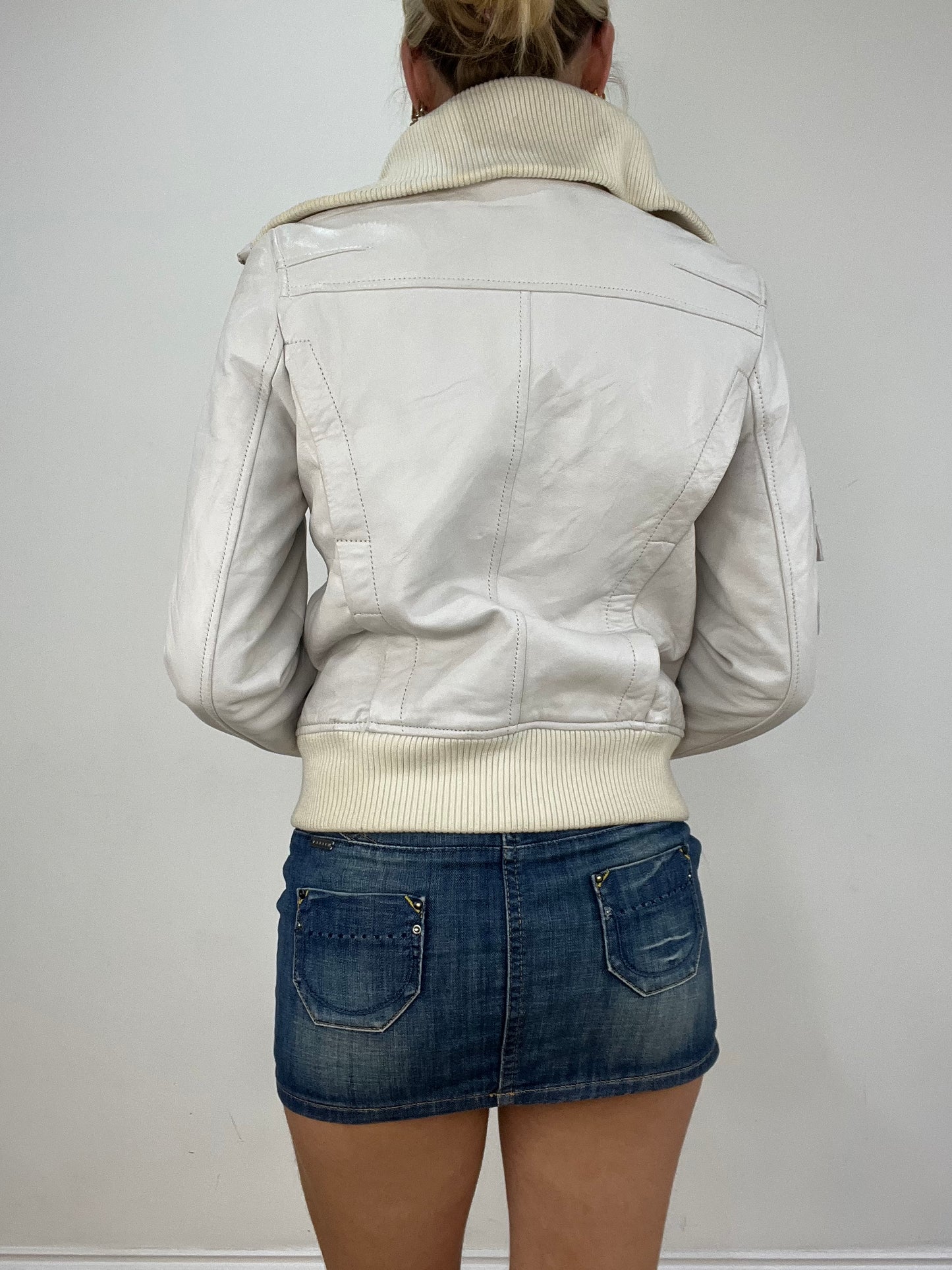 vintage edit six | medium white faux leather jacket