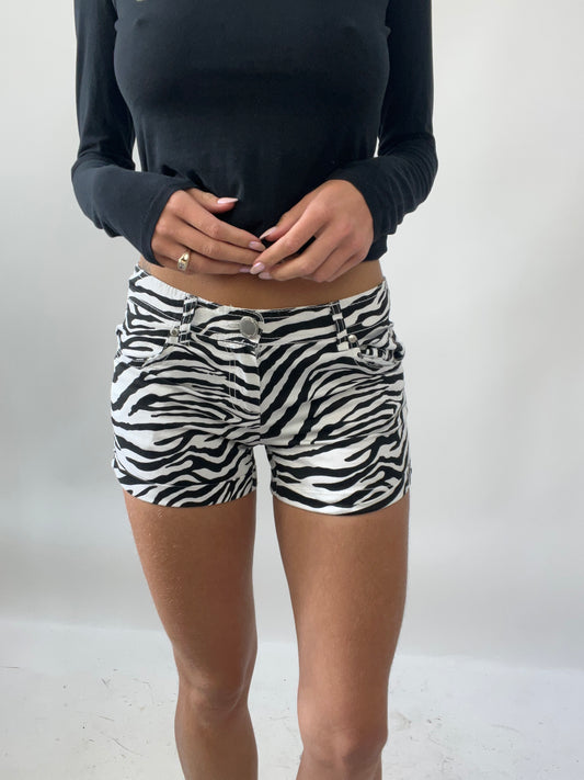 SUMMER SOLSTICE DROP | small black and white zebra print mini shorts