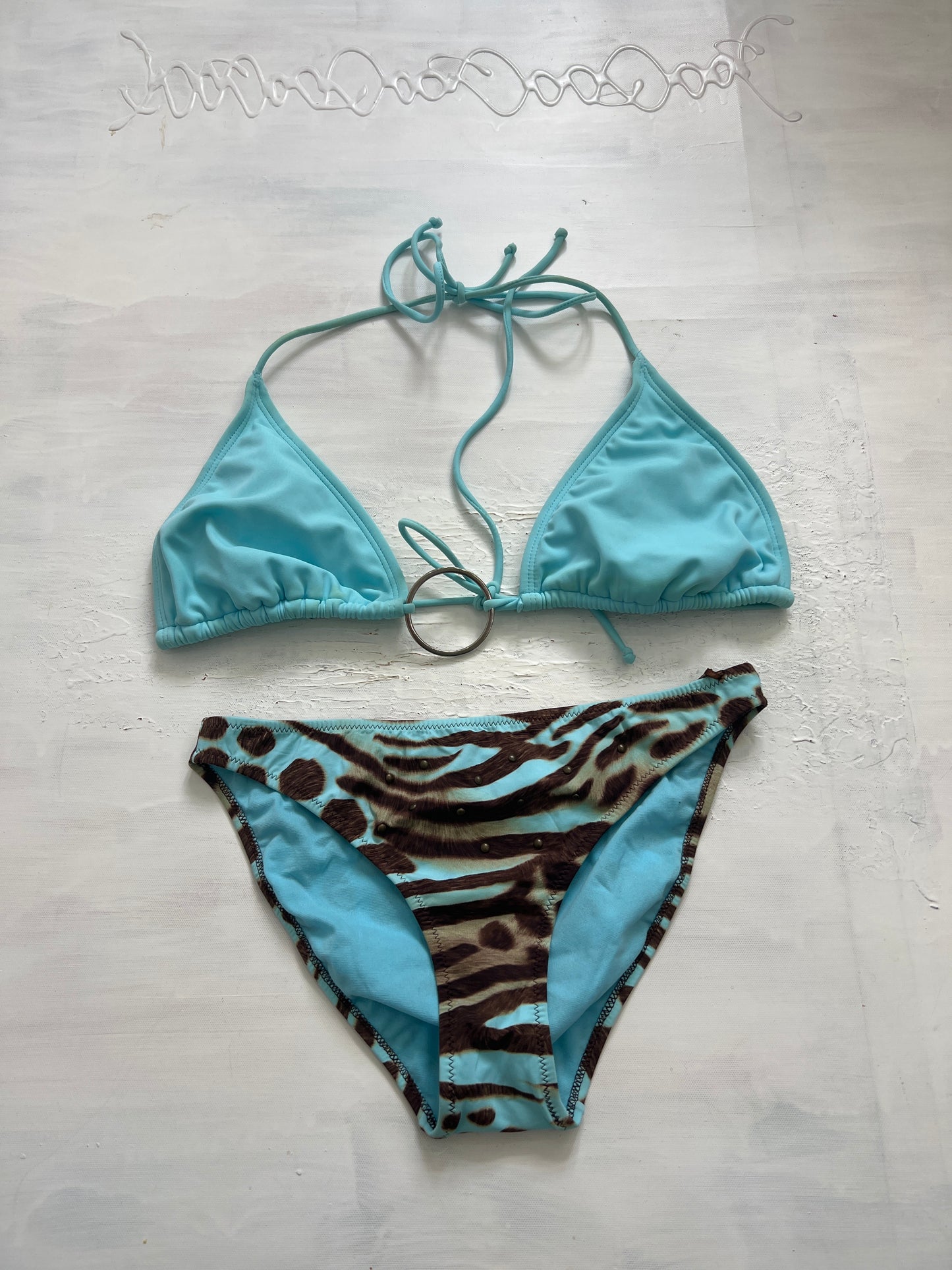 GIRLS TRIP DROP | large blue bikini top with animal print bottoms