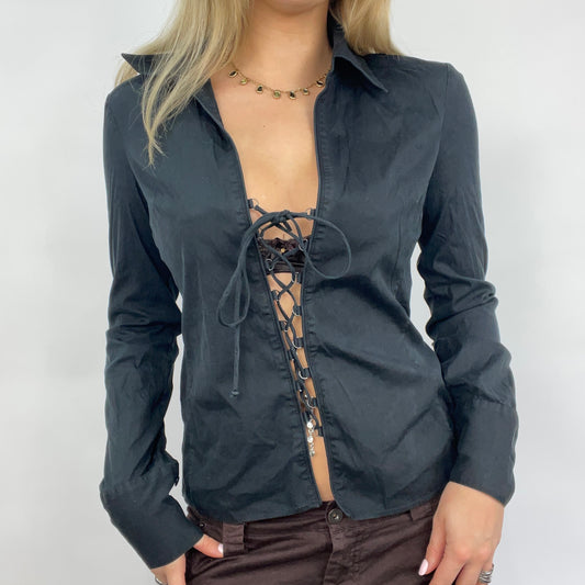 STUDIO FAVES | small black gucci style lace up shirt