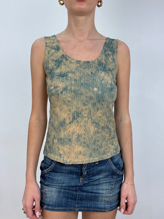 vintage edit seven | small blue and cream cami top