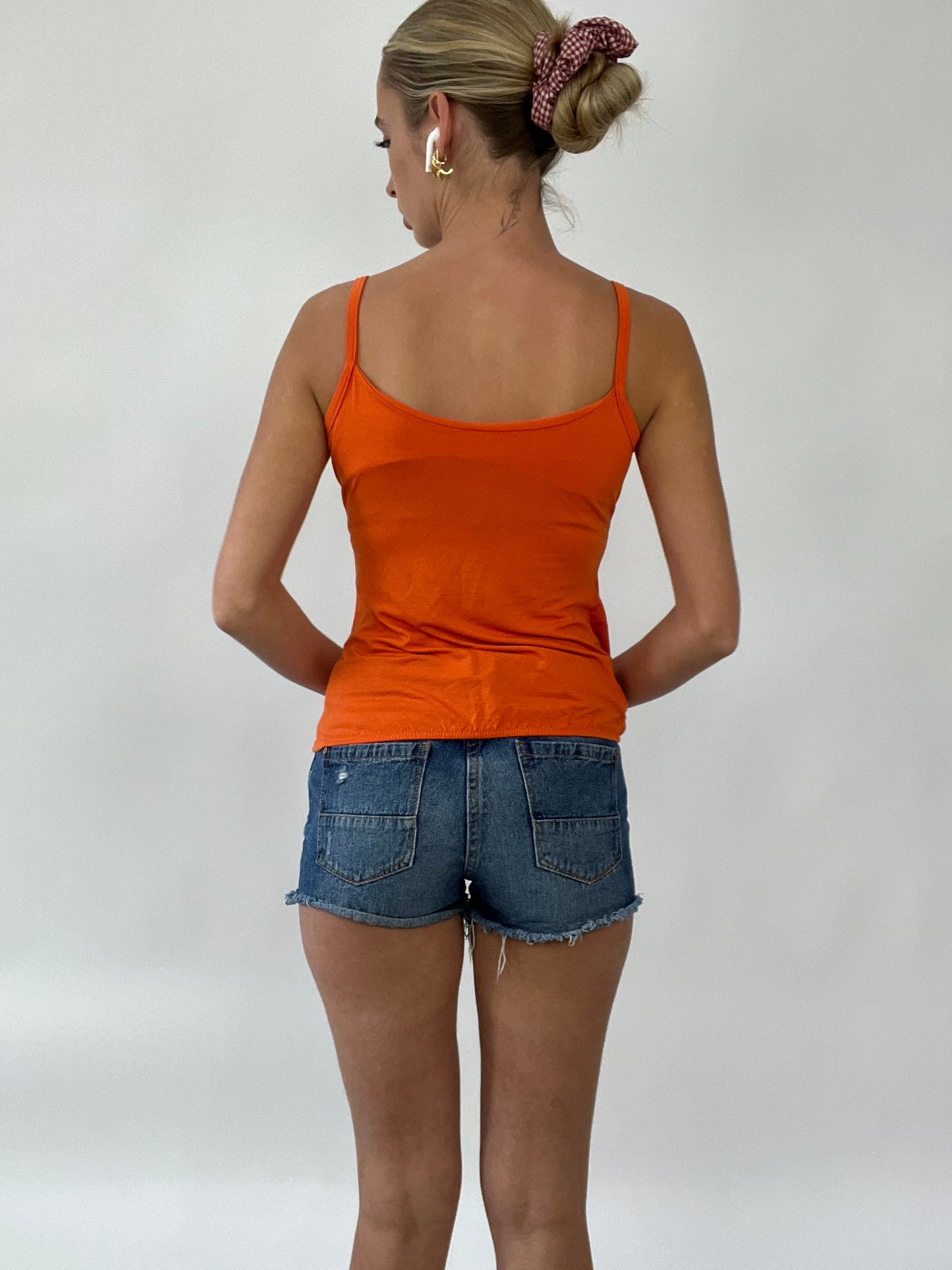 💻 COCONUT GIRL DROP | small orange ruched cami with twist detail