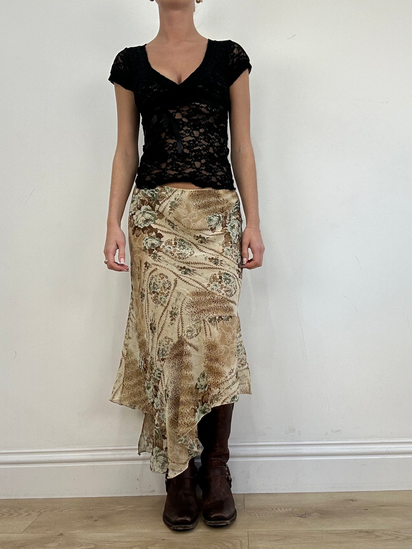 vintage edit four | medium brown paisley print maxi skirt