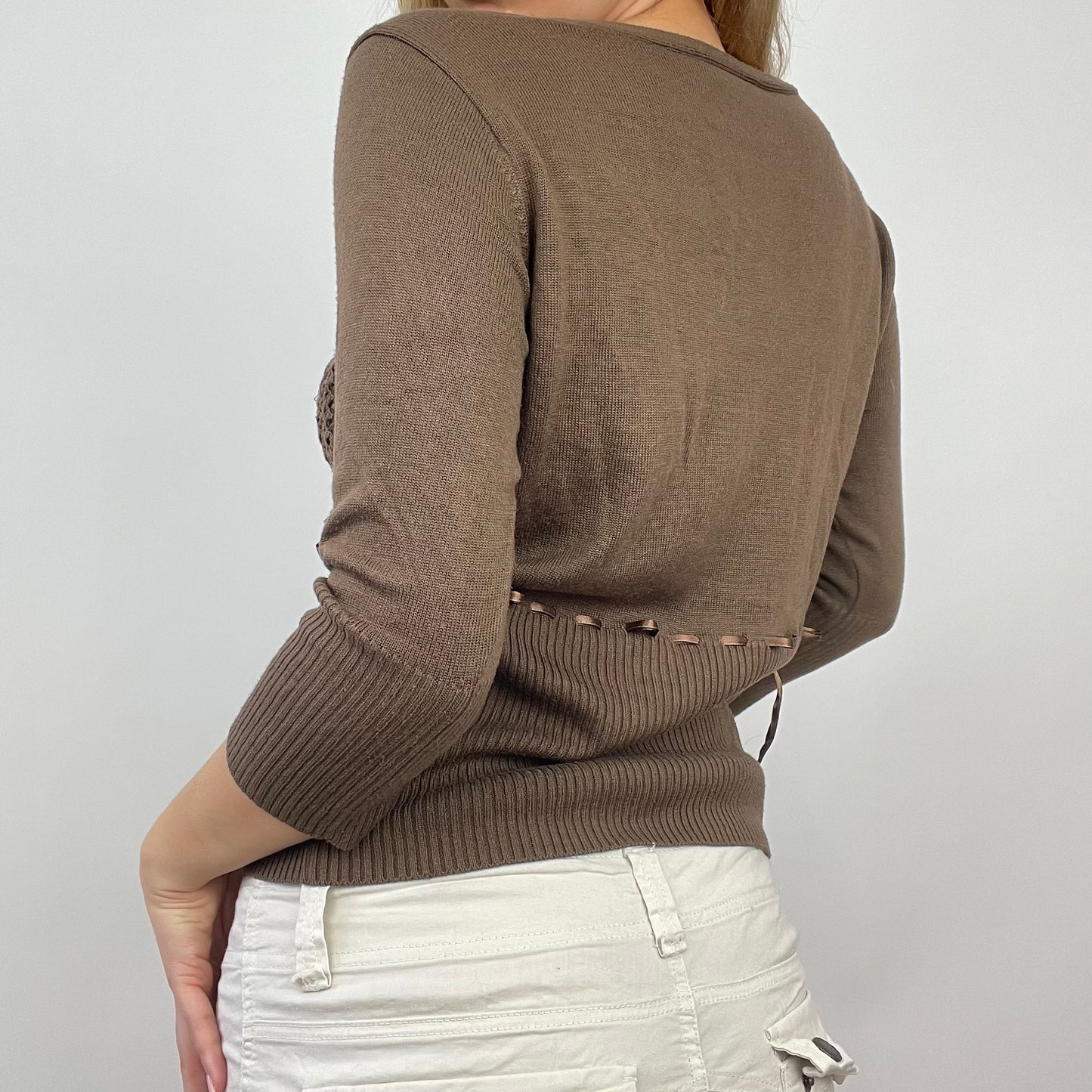 ETHEREAL GIRL DROP | small brown crochet cardigan