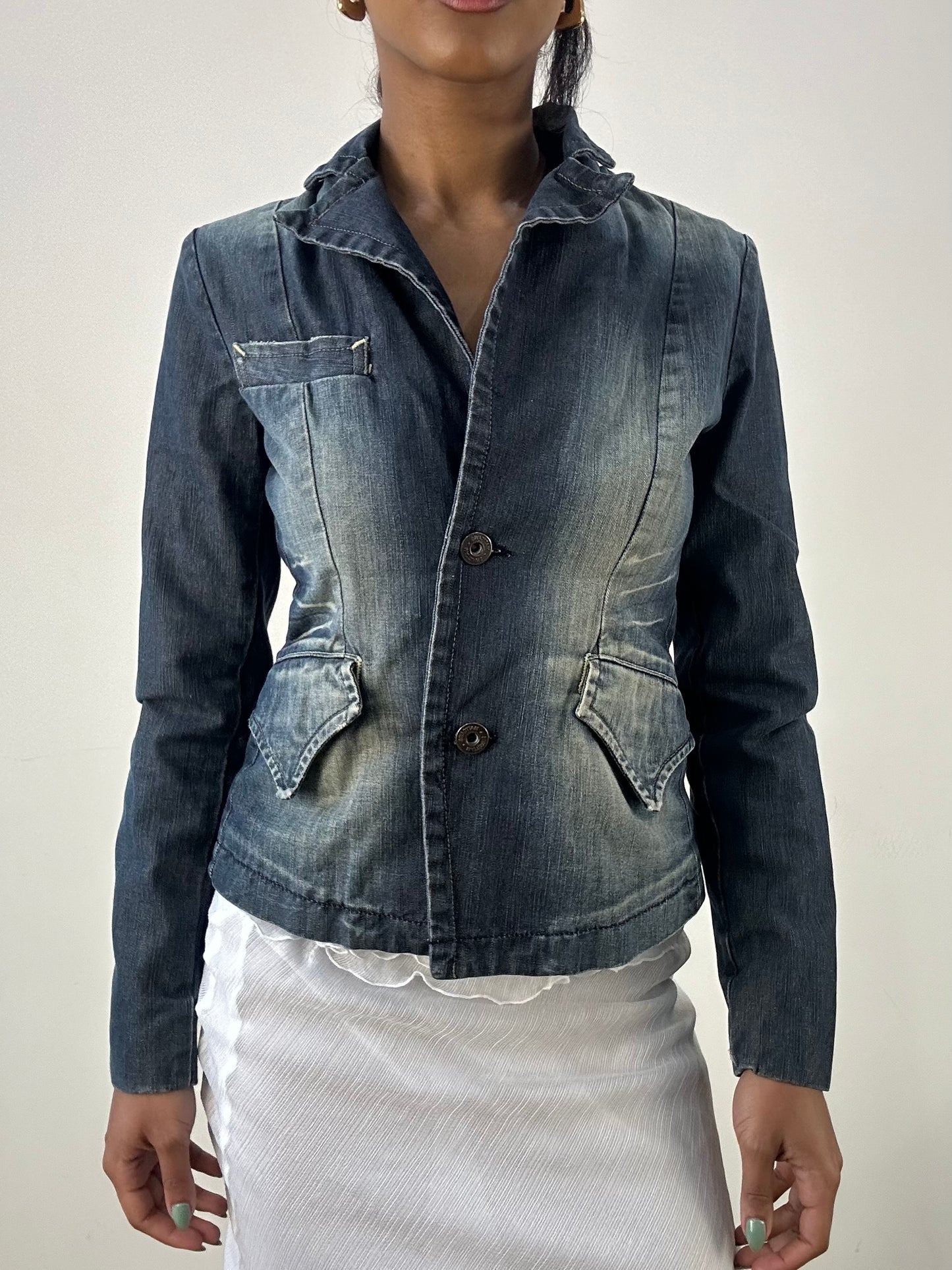 vintage edit: office siren | small denim button up jacket