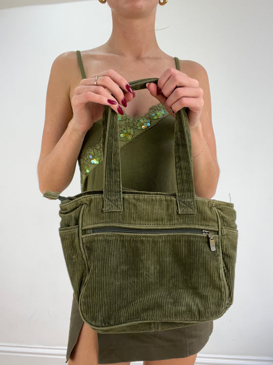 st patrick’s day | green corduroy shoulder bag