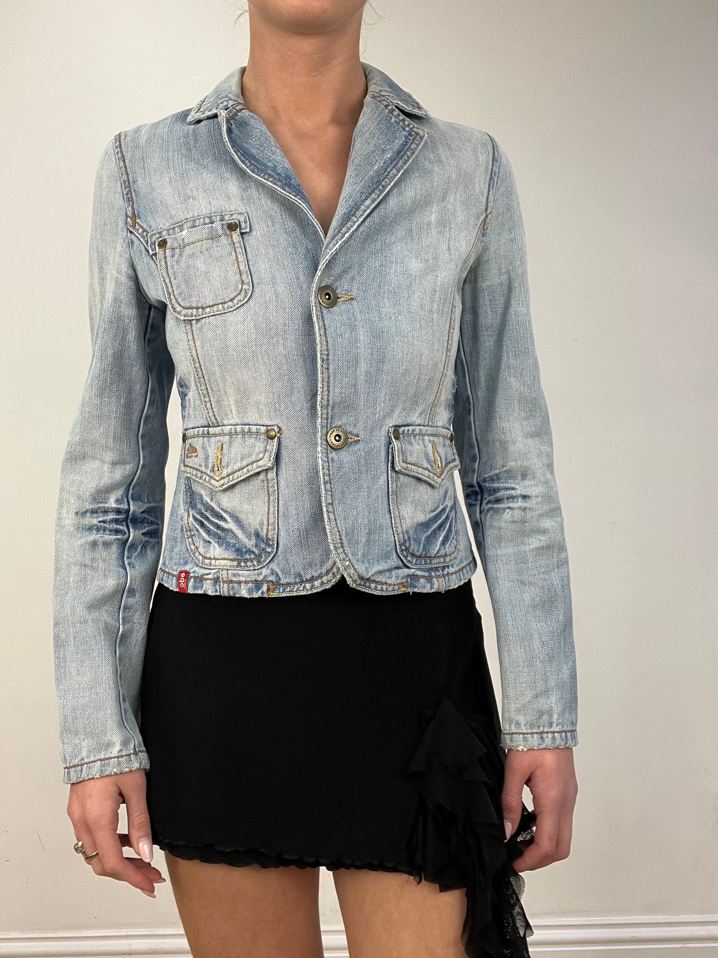 vintage edit: date night | small light wash denim jacket