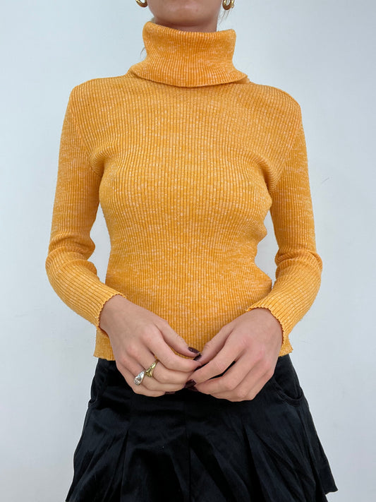 WINTER ESSENTIALS | small orange ribbed roll neck jumper