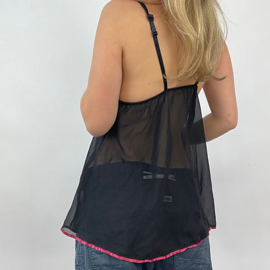 GIRL CORE DROP | small black lingerie style top with lace bust and pink ribbon