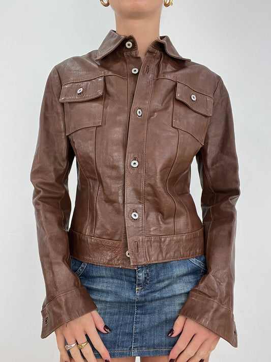 WINTER ESSENTIALS | brown faux leather button down jacket