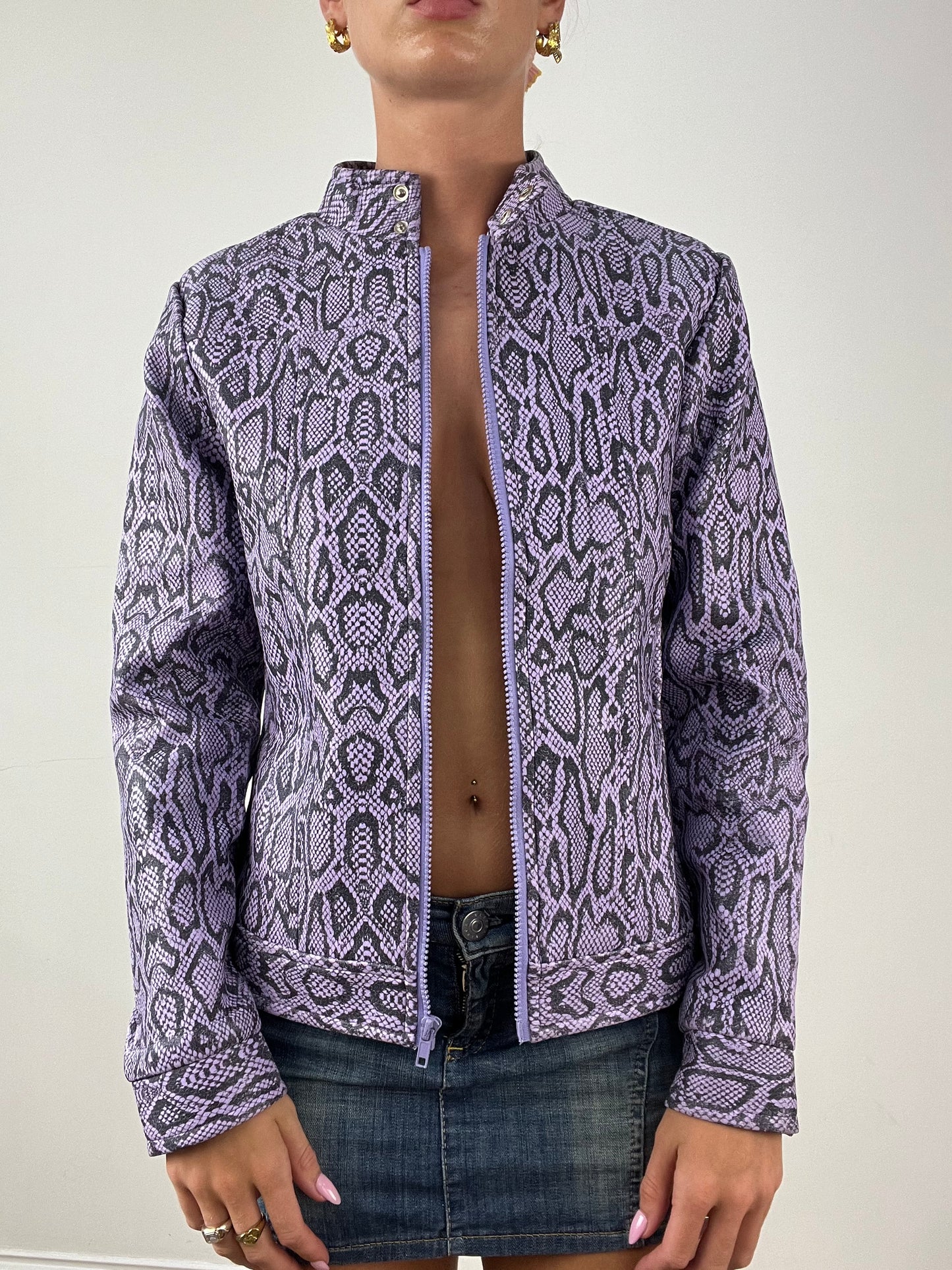 BEST PICKS | medium purple faux leather snakeskin print jacket