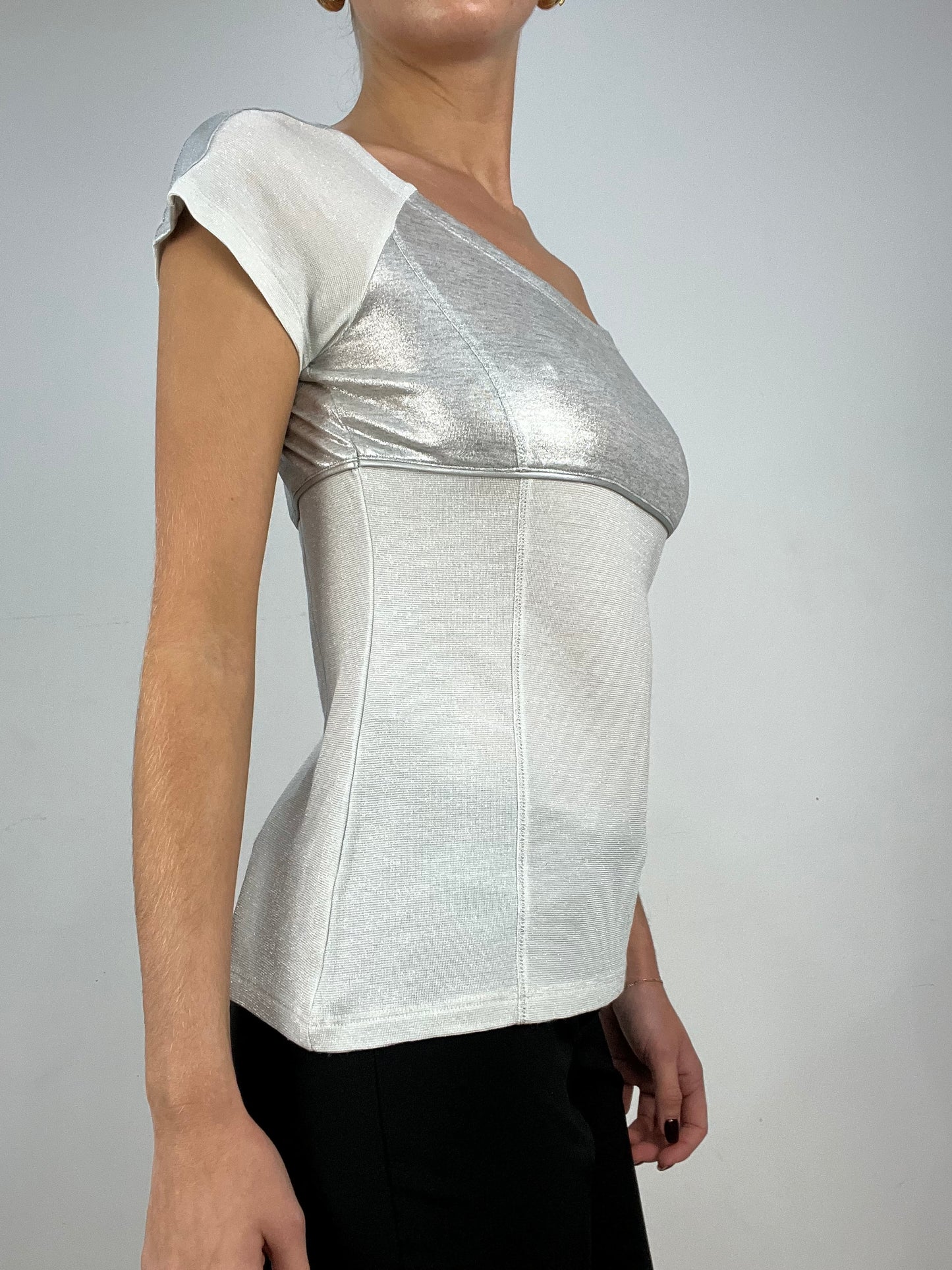 DATE NIGHT | medium white and silver versace shiny top