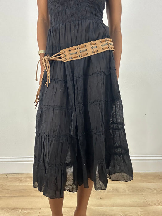 HIPPY CHIC DROP | brown suede tassel belt