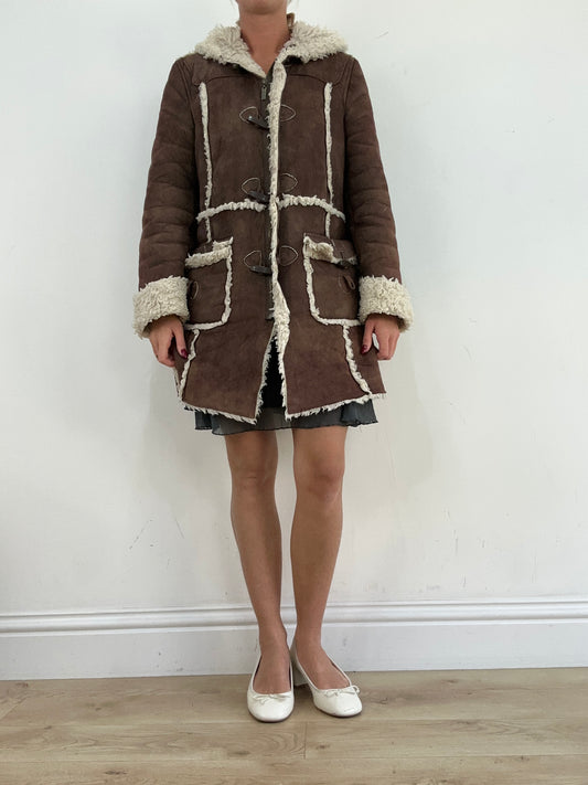 vintage edit thirteen | medium brown faux suede afghan style coat