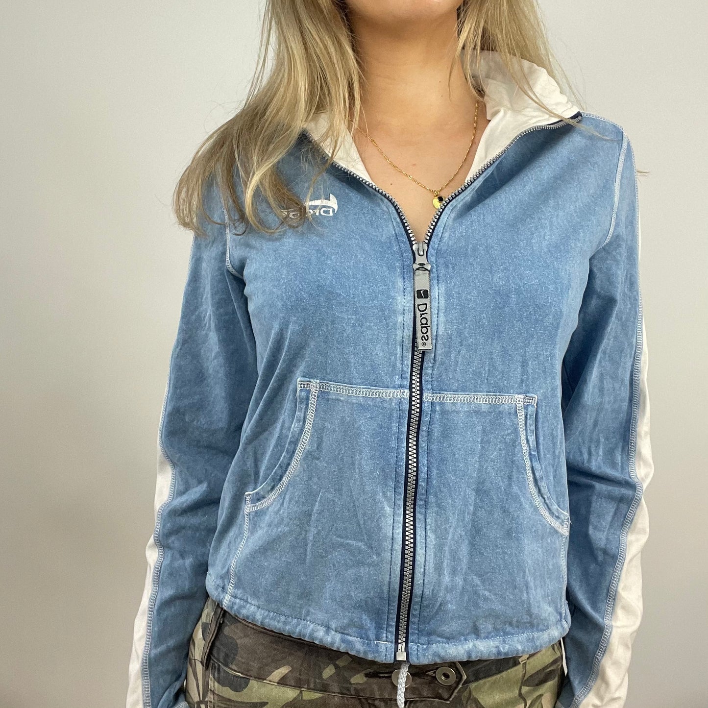 💚 ELEVATED SPORTSWEAR DROP | small denim look zip up jumper with side panels