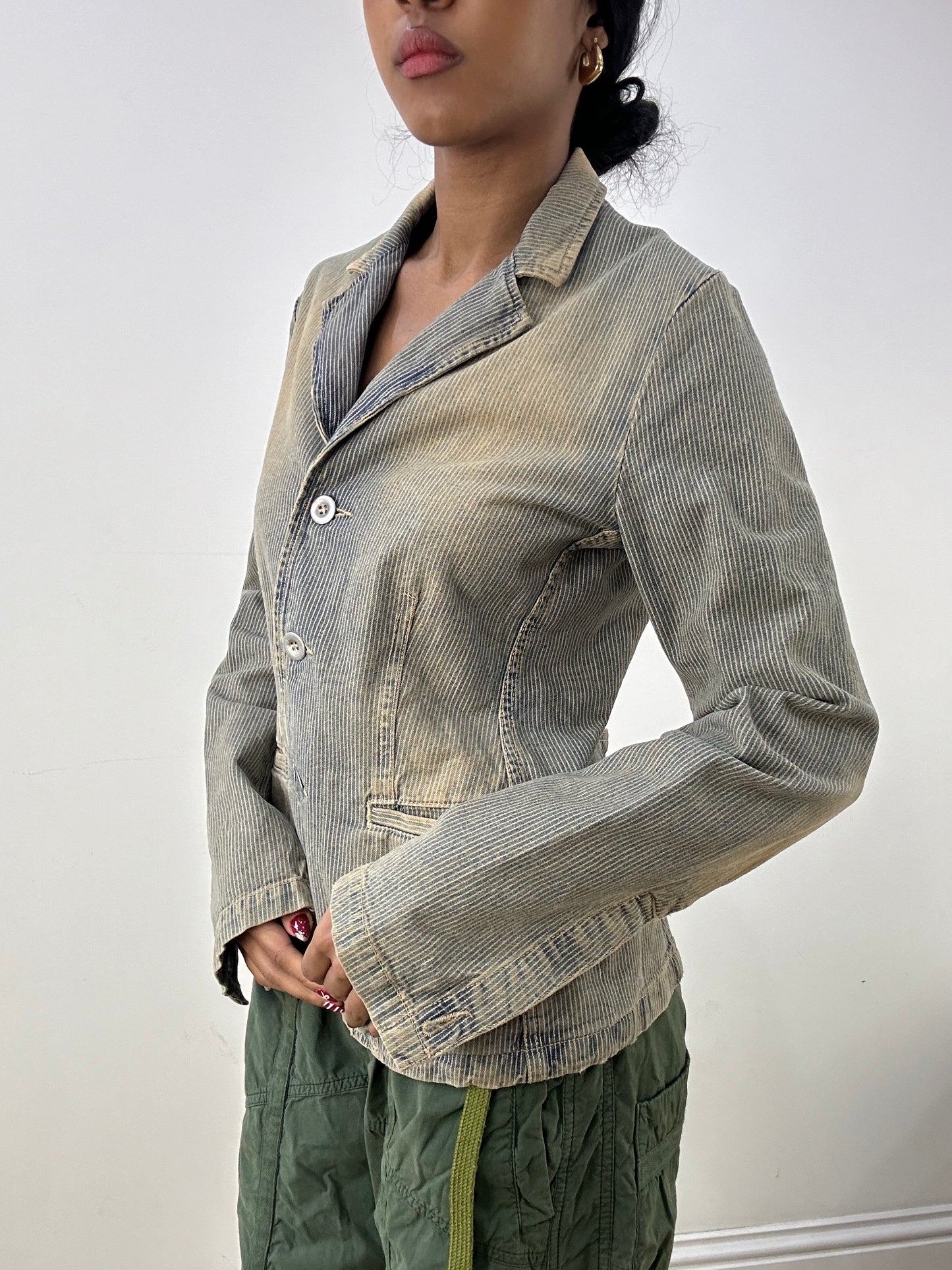 HIPPY CHIC DROP | large denim cabin klein bleached corduroy blazer jacket