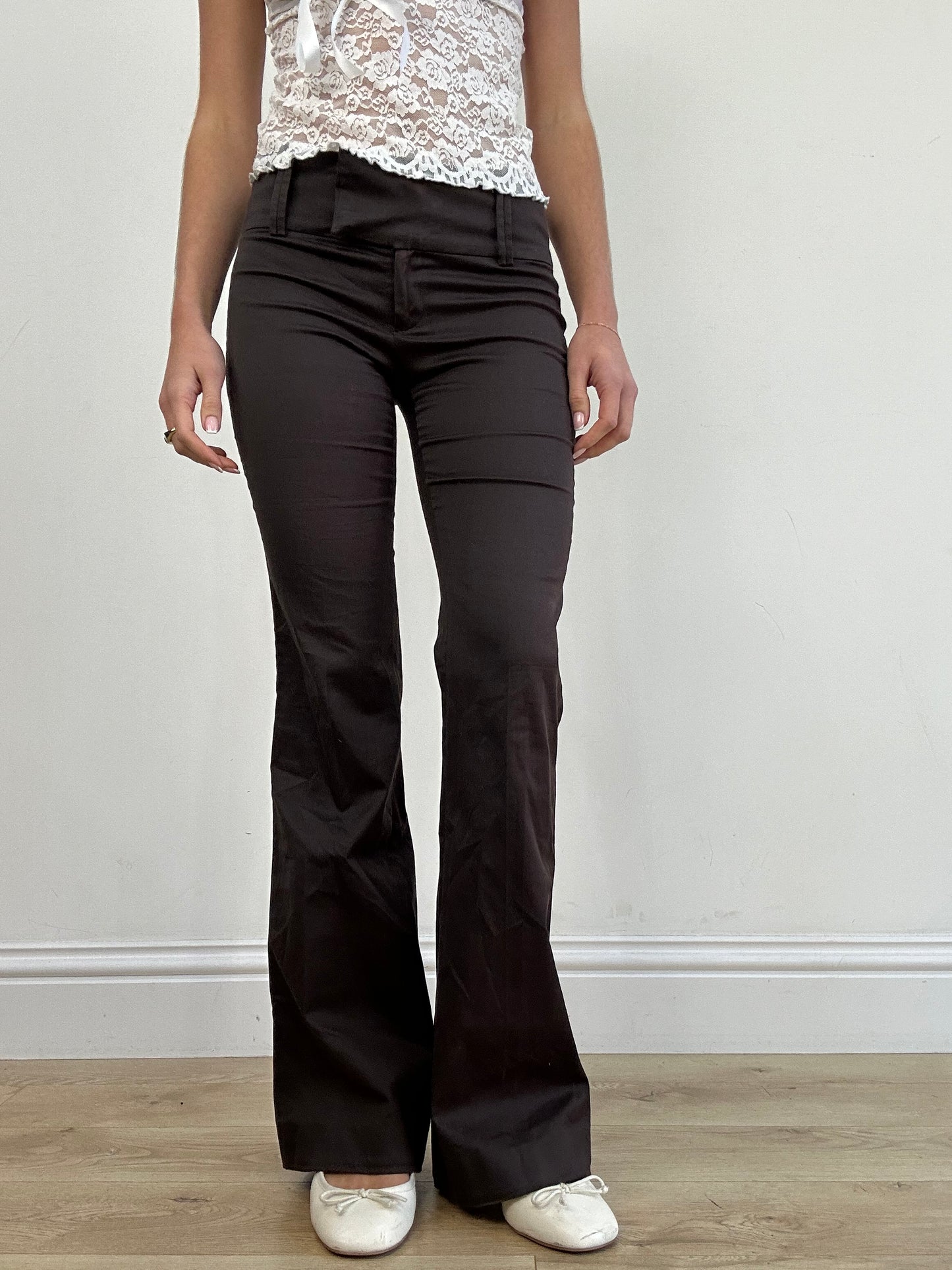 vintage edit three | small brown straight leg trousers