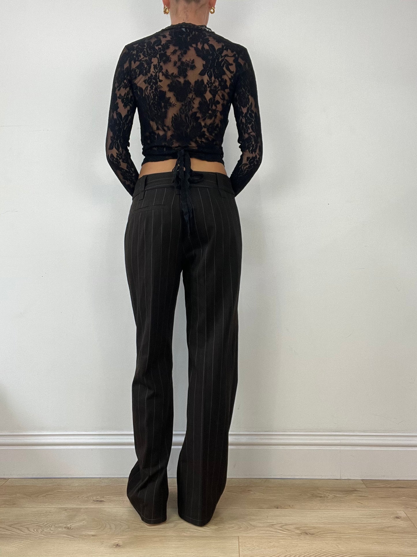 DINNER PARTY | medium brown pinstripe trousers