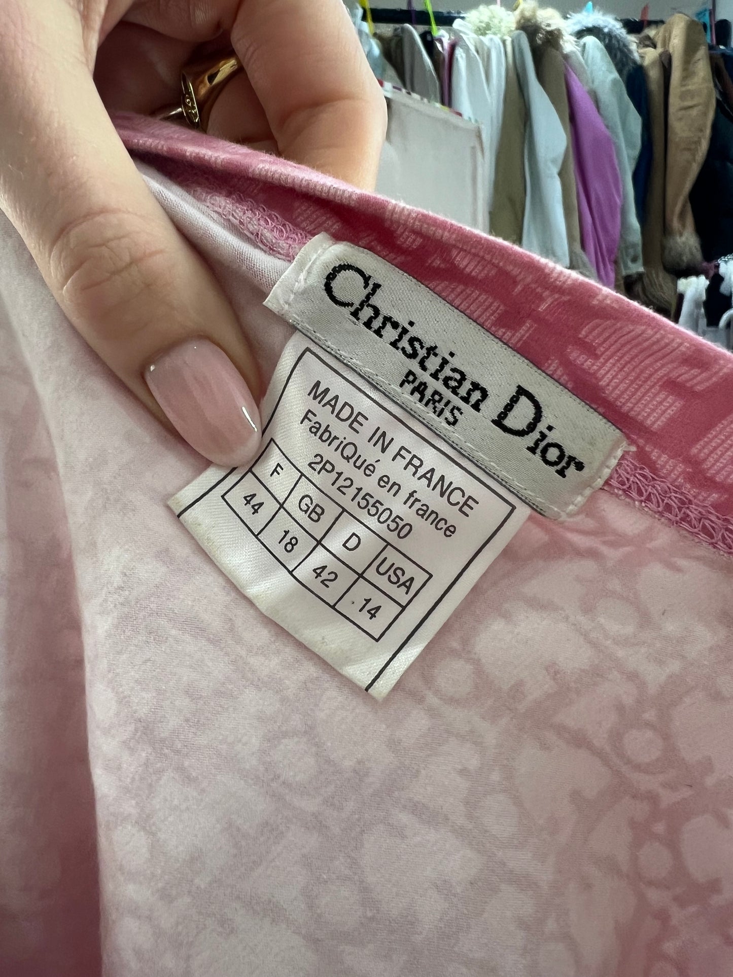 vintage edit six | medium pink christian dior monogram print top