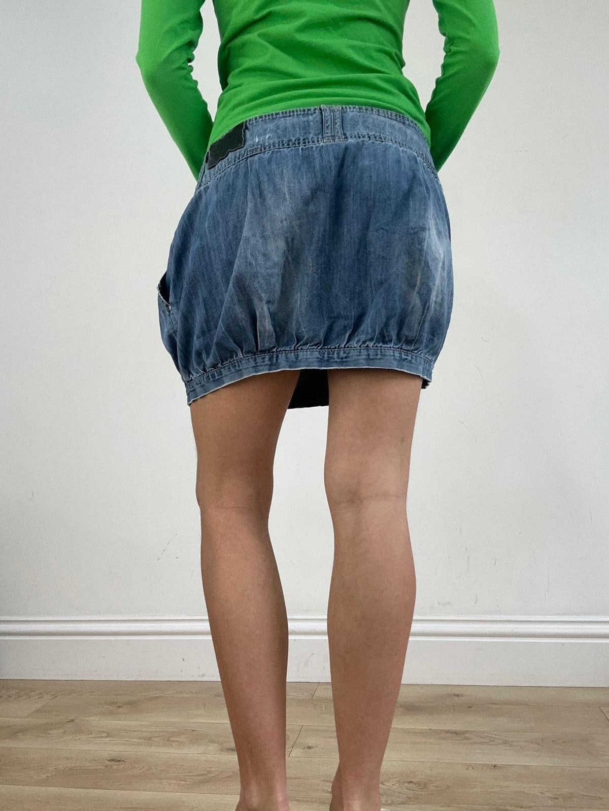 st patrick’s day | large blue mid wash denim bubble skirt