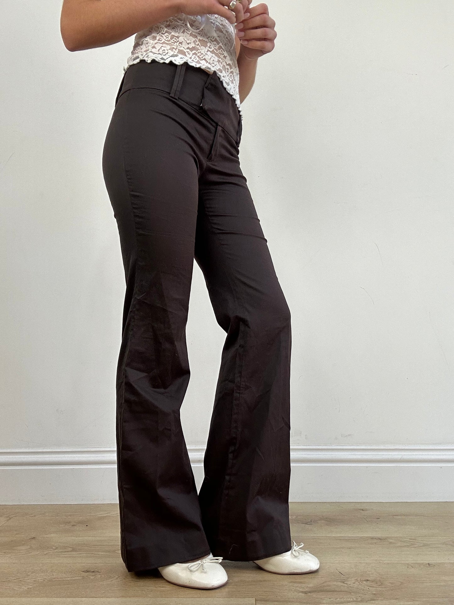 vintage edit three | small brown straight leg trousers