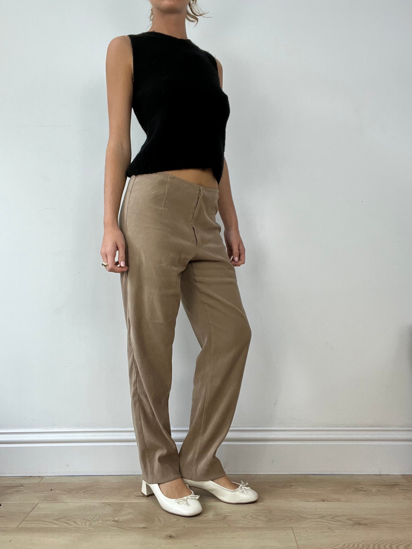 BUFFY THE VAMPIRE SLAYER | medium beige straight leg trousers