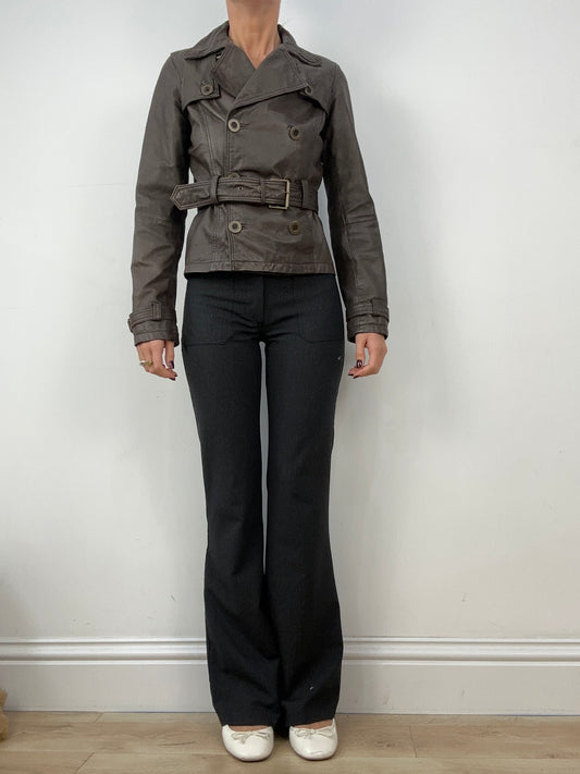 GILMORE GIRLS | small brown leather biker jacket