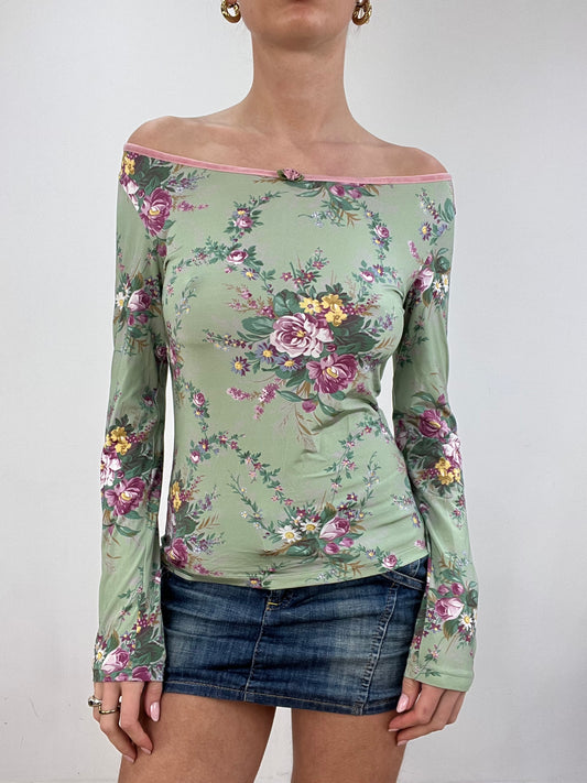 vintage edit six | medium green blumarine floral long sleeved top