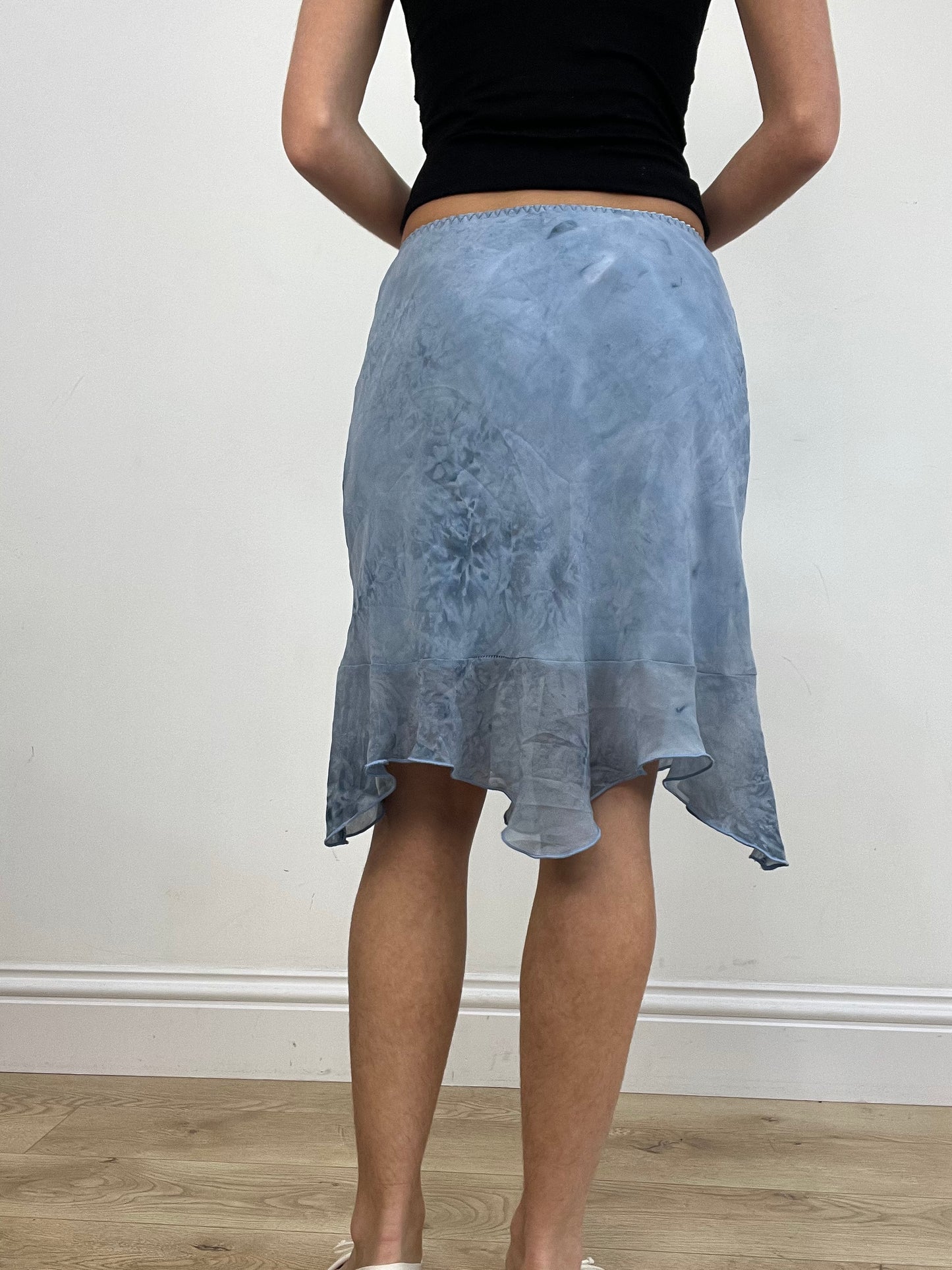 vintage edit one | small blue semi sheer midi skirt