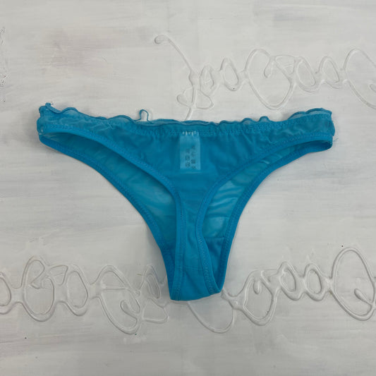 CHALET GIRL DROP | small blue mesh ruffle thong