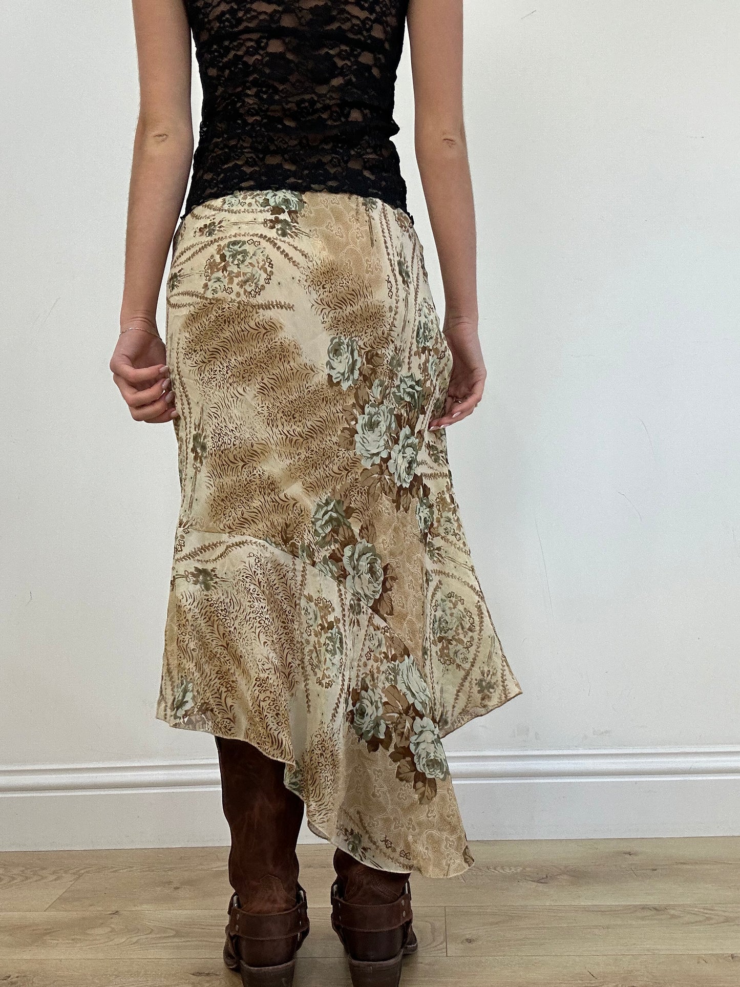 vintage edit four | medium brown paisley print maxi skirt