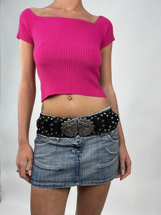 TAYLOR SWIFT DROP | black elasticated belt with silver buckle