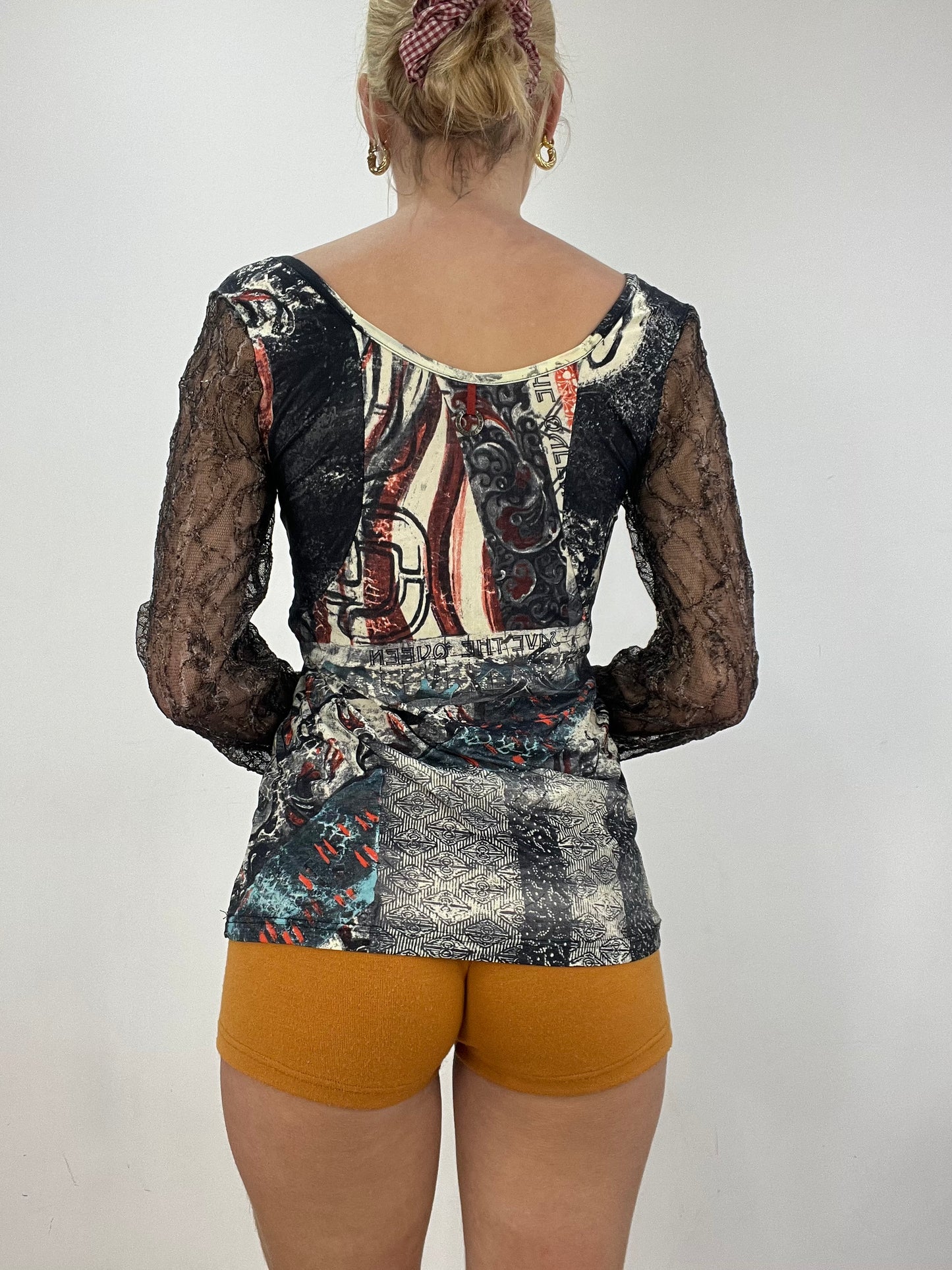 vintage edit six | medium abstract print save the queen top