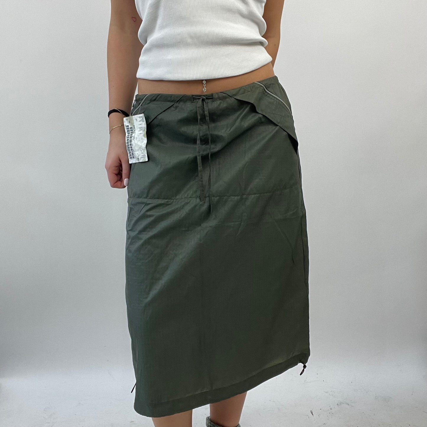 FUTURECORE DROP | small khaki cargo style midi skirt