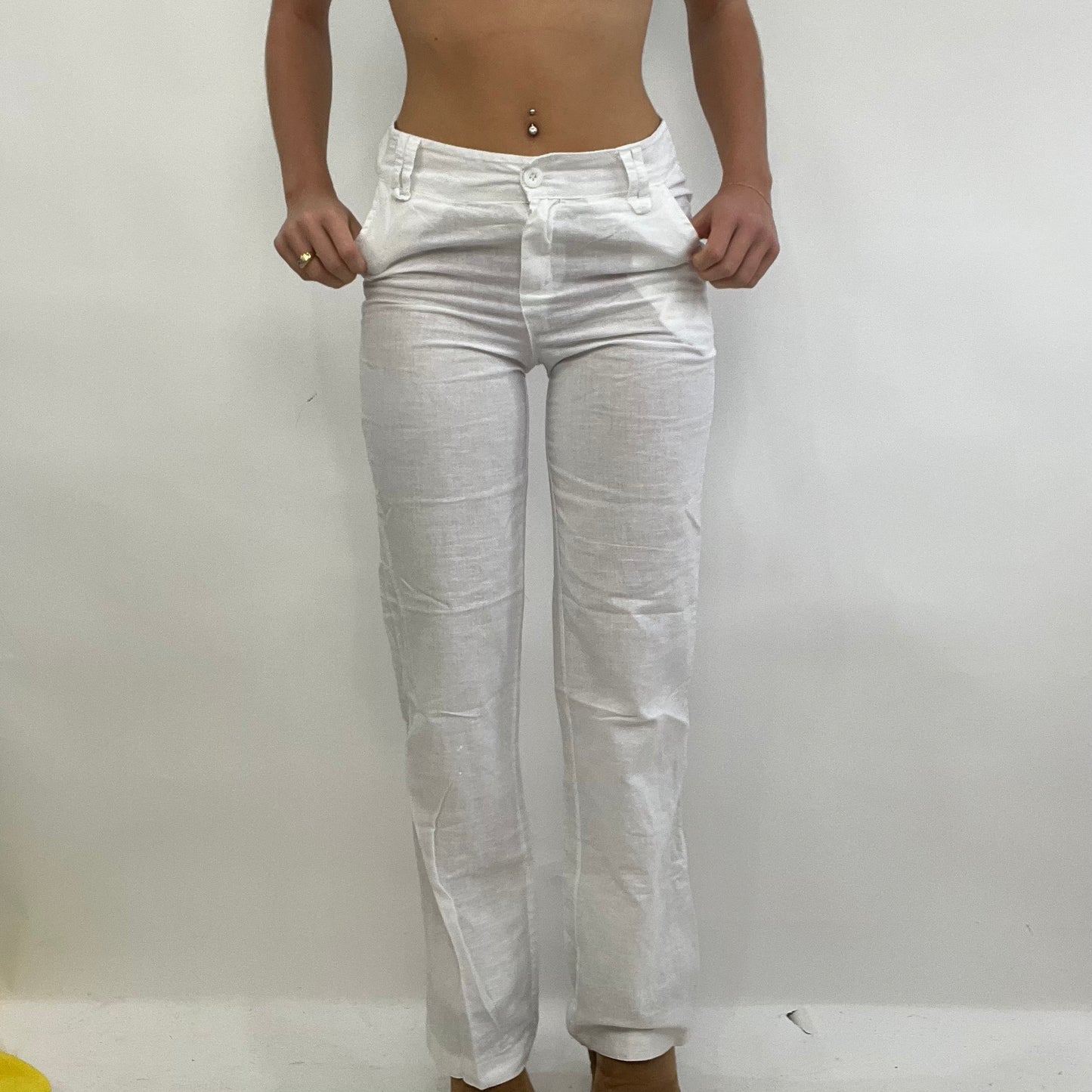 COASTAL GRANDMA DROP | XS white linen trousers