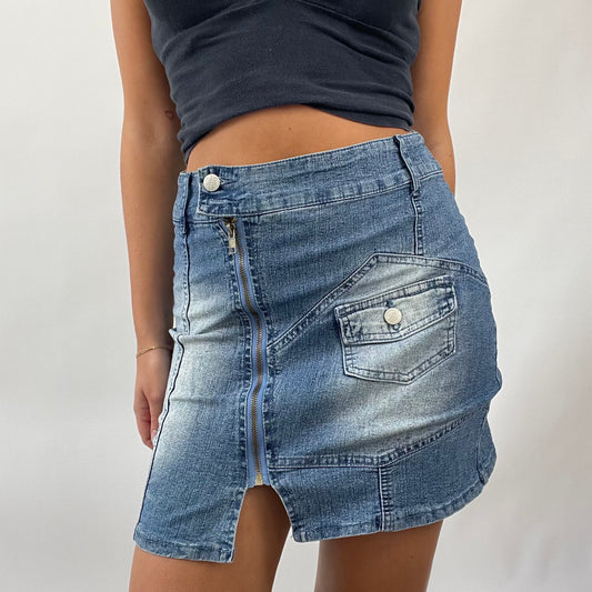 FRESHERS FITS DROP | small blue denim zip skirt