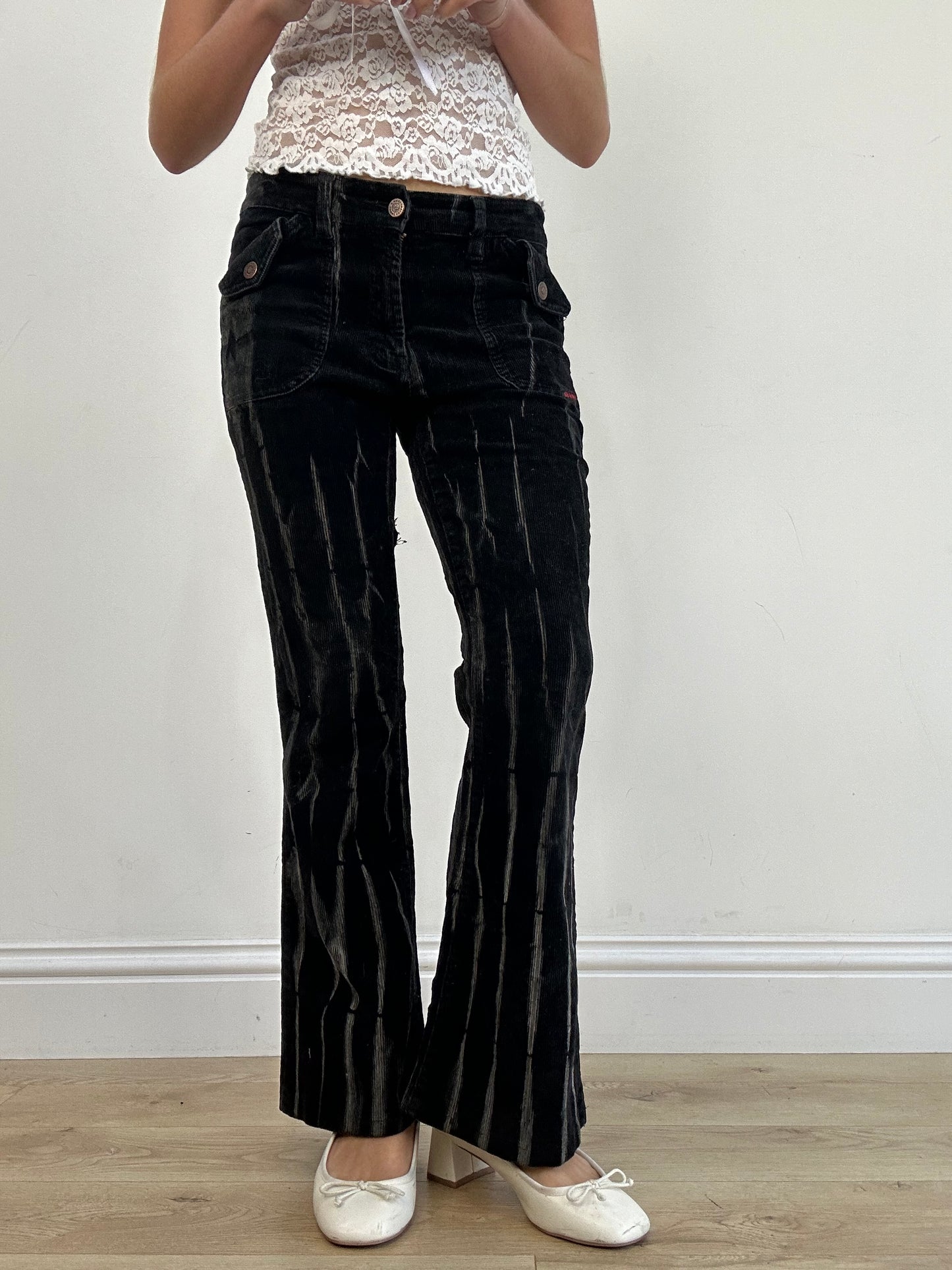 vintage edit three | small black corduroy flared trousers