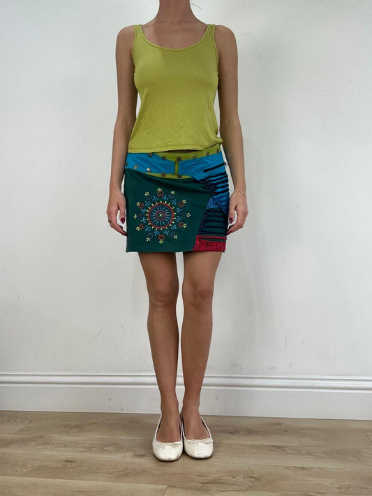 st patrick’s day | small green and blue abstract print skirt