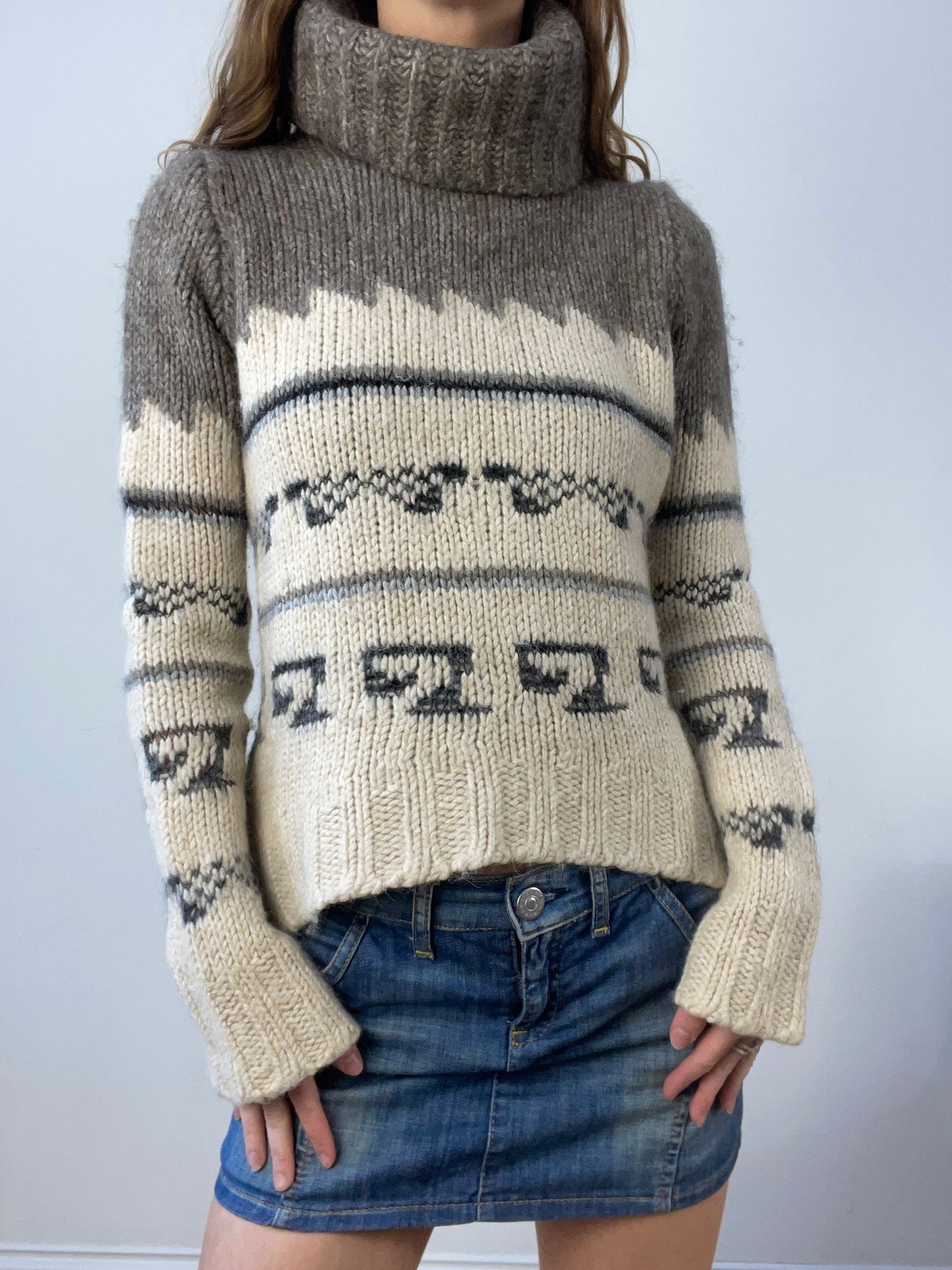 vintage edit thirteen | extra small grey and white knitted jumper