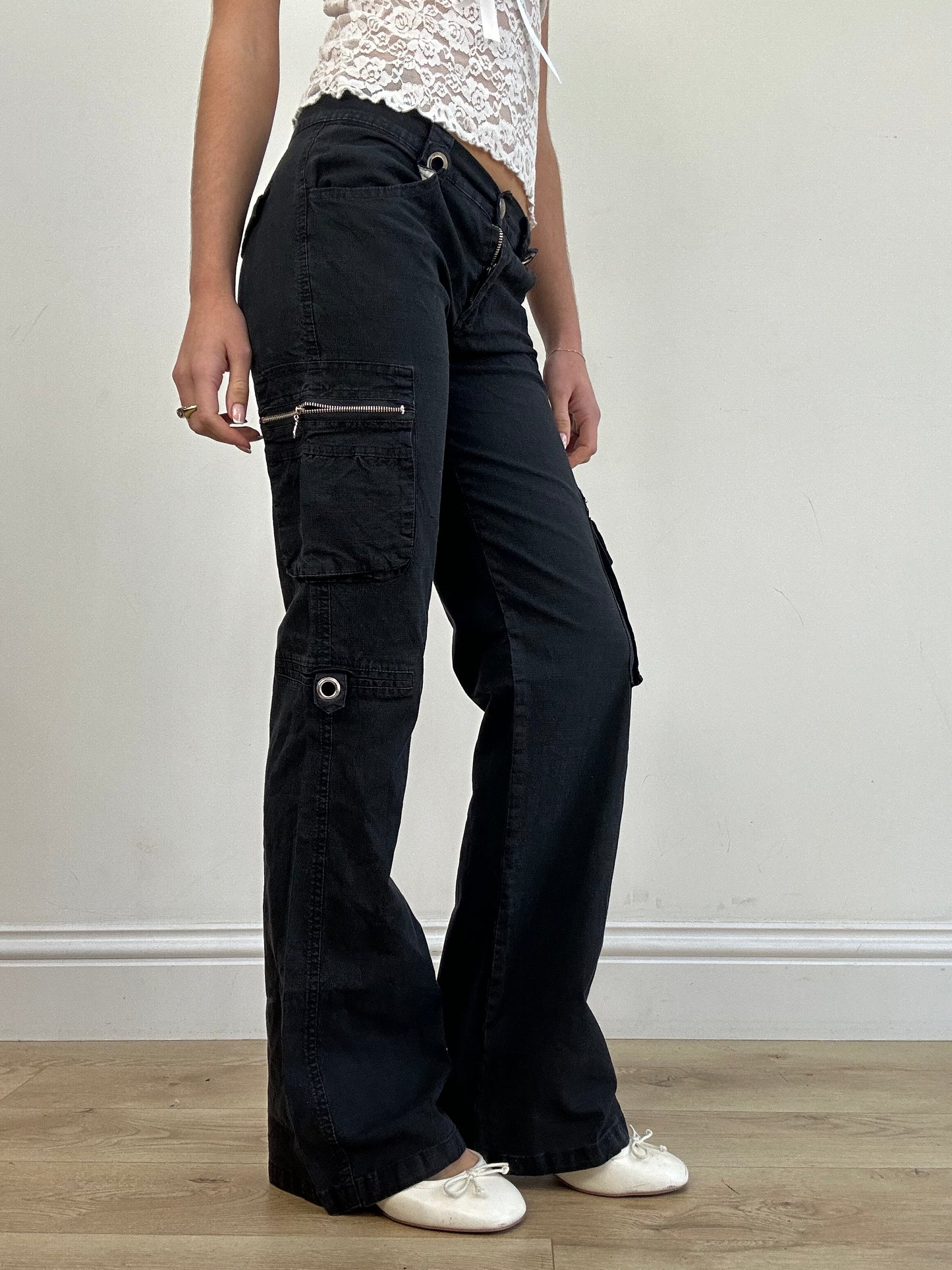 vintage edit three | small black cargo trousers