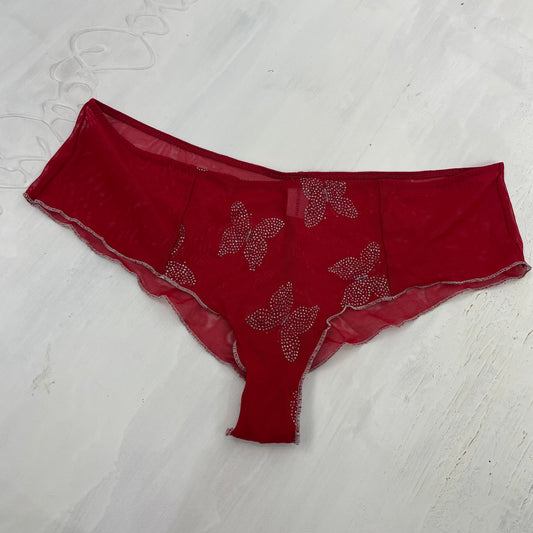 GALENTINES DAY DROP | small red intimissimi underwear with diamanté butterfly print